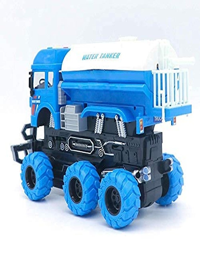 Oupstrive 6x6 Wheeler Safety Truck Tanker Truck Toy Friction Powered Unbreakable Truck with Light & Sound Engineering Toys for Boys and Girls (Water Tanker) - Image 3